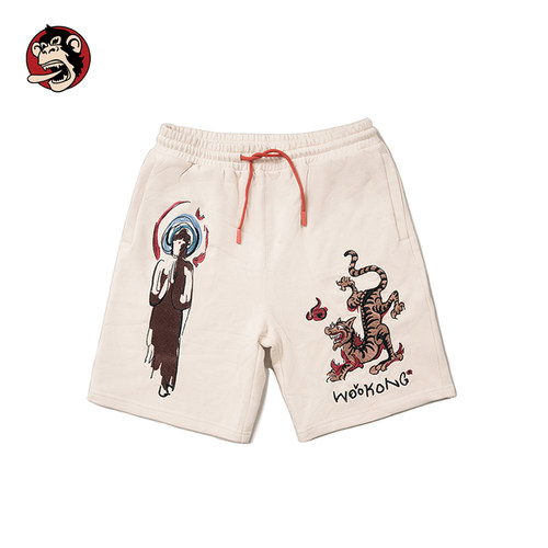 WOOKONG悟空涂鸦刺绣短裤