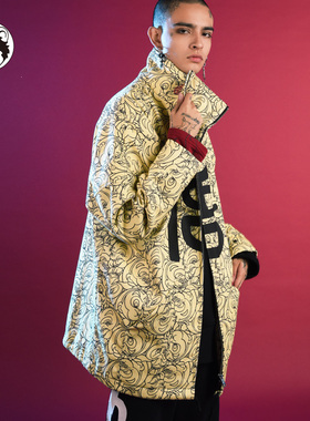 WOOKONG【大闹天宫】联名款 美猴王黄色印花水洗牛仔衣男士外套潮