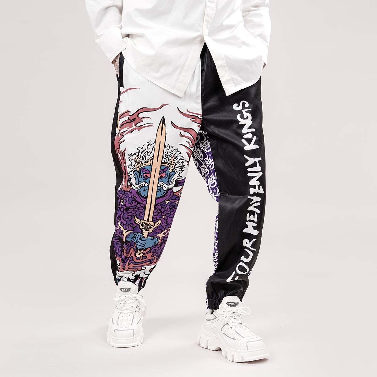 wookong悟空天王个性印花束脚裤