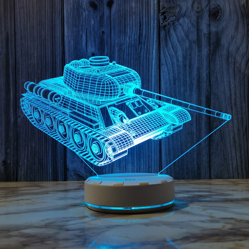 创意坦克3d小夜灯七彩氛围装饰灯