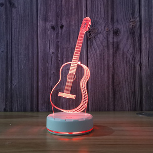 创意吉他装饰台灯七彩小夜灯桌面摆件电竞房氛围灯酒吧夜店桌灯