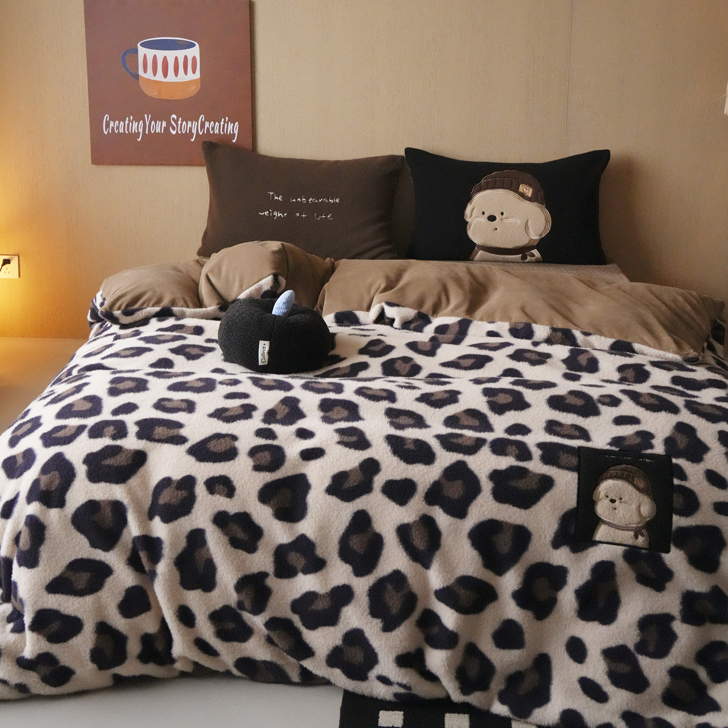 简约仿羊绒牛奶绒四件套秋冬保暖