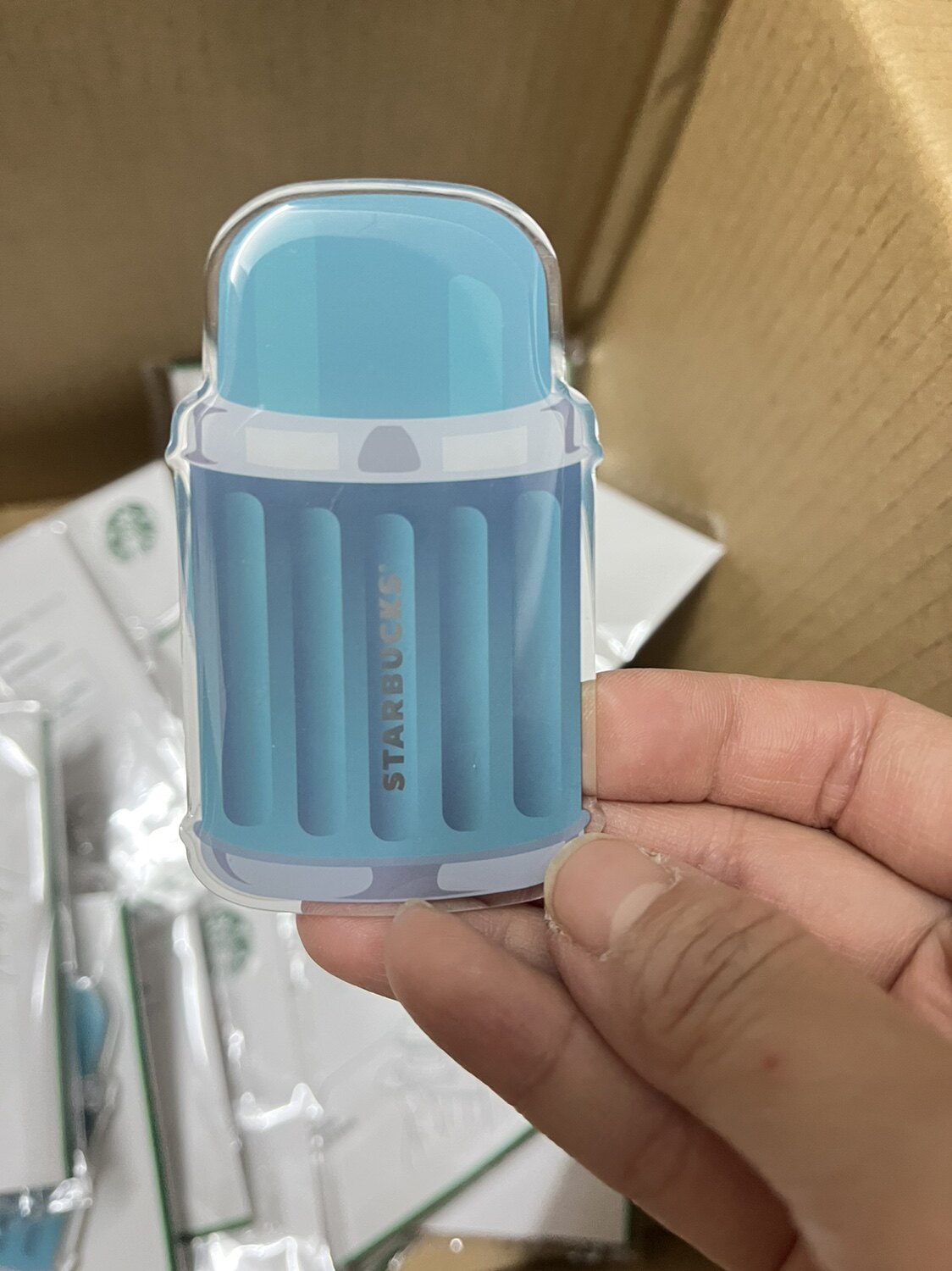 星巴克圣诞线上可爱复古蓝绿保温吸管星杯造型手机支架气囊伸缩架