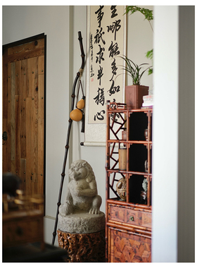 天然筇竹文玩空间苏东坡文人杖 防滑登山杖带葫芦