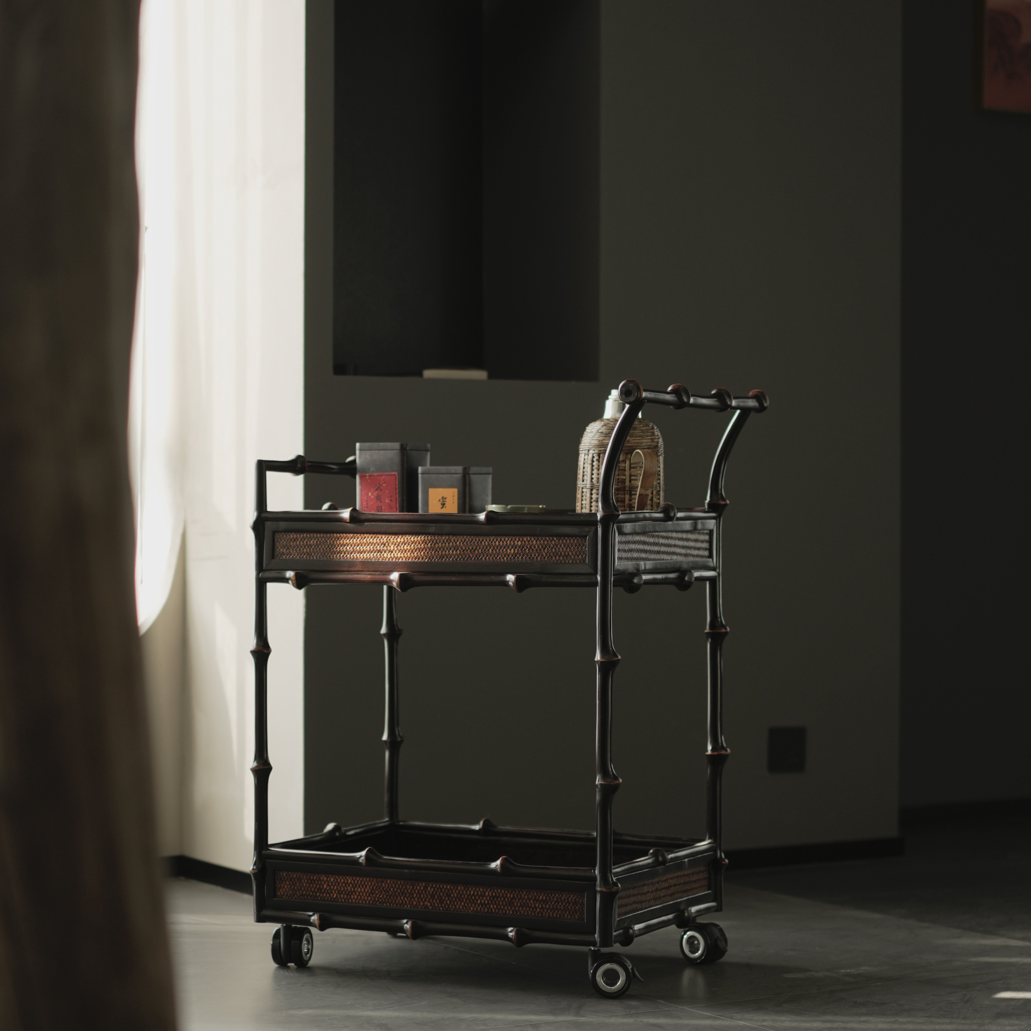 筇竹移动小推车 边几 茶水柜 茶具书籍收纳柜带轮子边柜置物架,住宅家具,移动边几/推车,淘宝优惠券,粉丝福利购,淘宝优惠卷