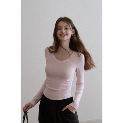 EGGKA简约气质u领长袖正