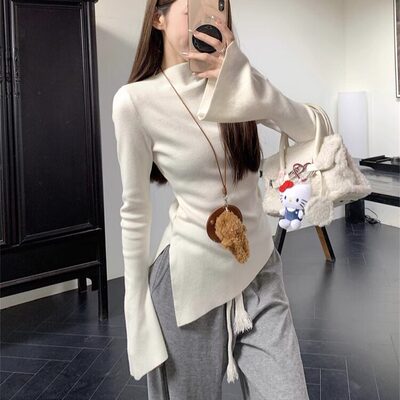 甜辣半高领毛衣女秋冬内