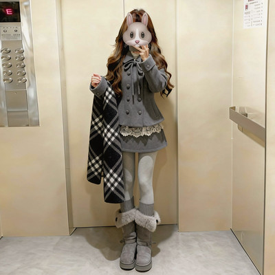 灰色西装洋装子女冬季202