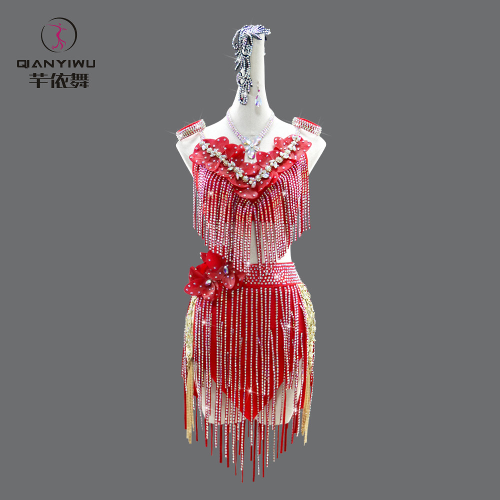 2026新款拉丁舞比赛演出服成人专业性感流苏裙花服高级艺考连衣裙