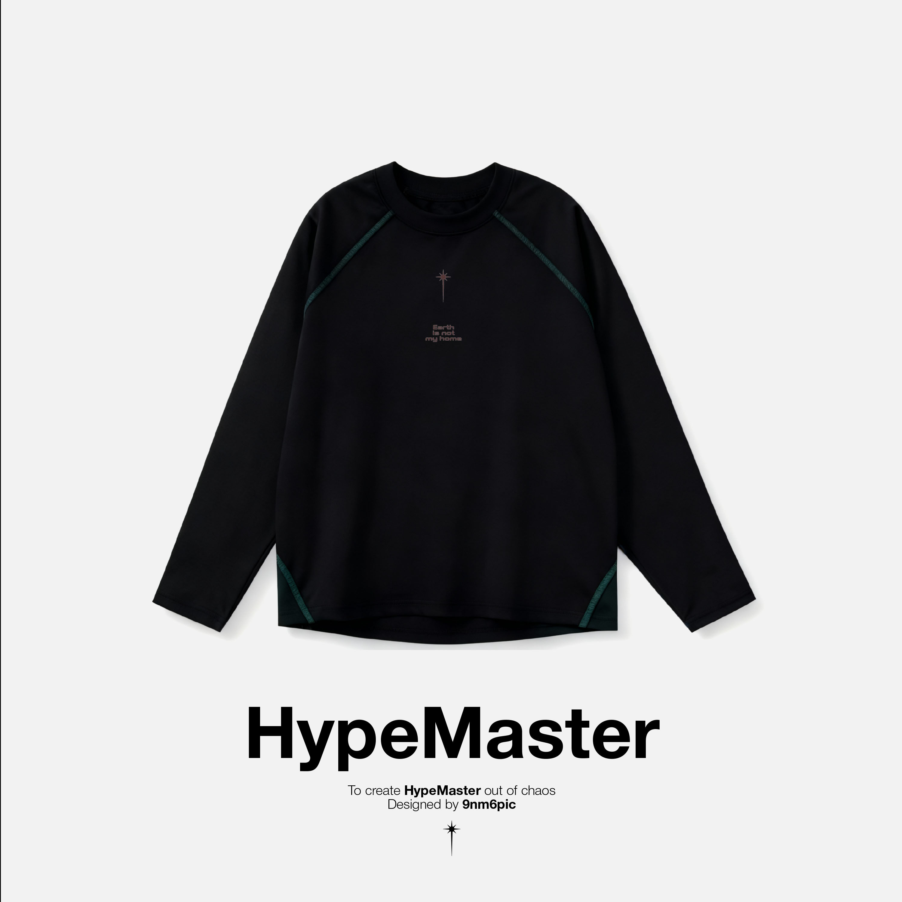 hypemaster原创3M反光字母oversize落肩潮流创意男女运动训练长袖