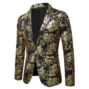 23外贸西服男 韩版修身男士烫金印花西装礼服演出服外套潮x99特75图片