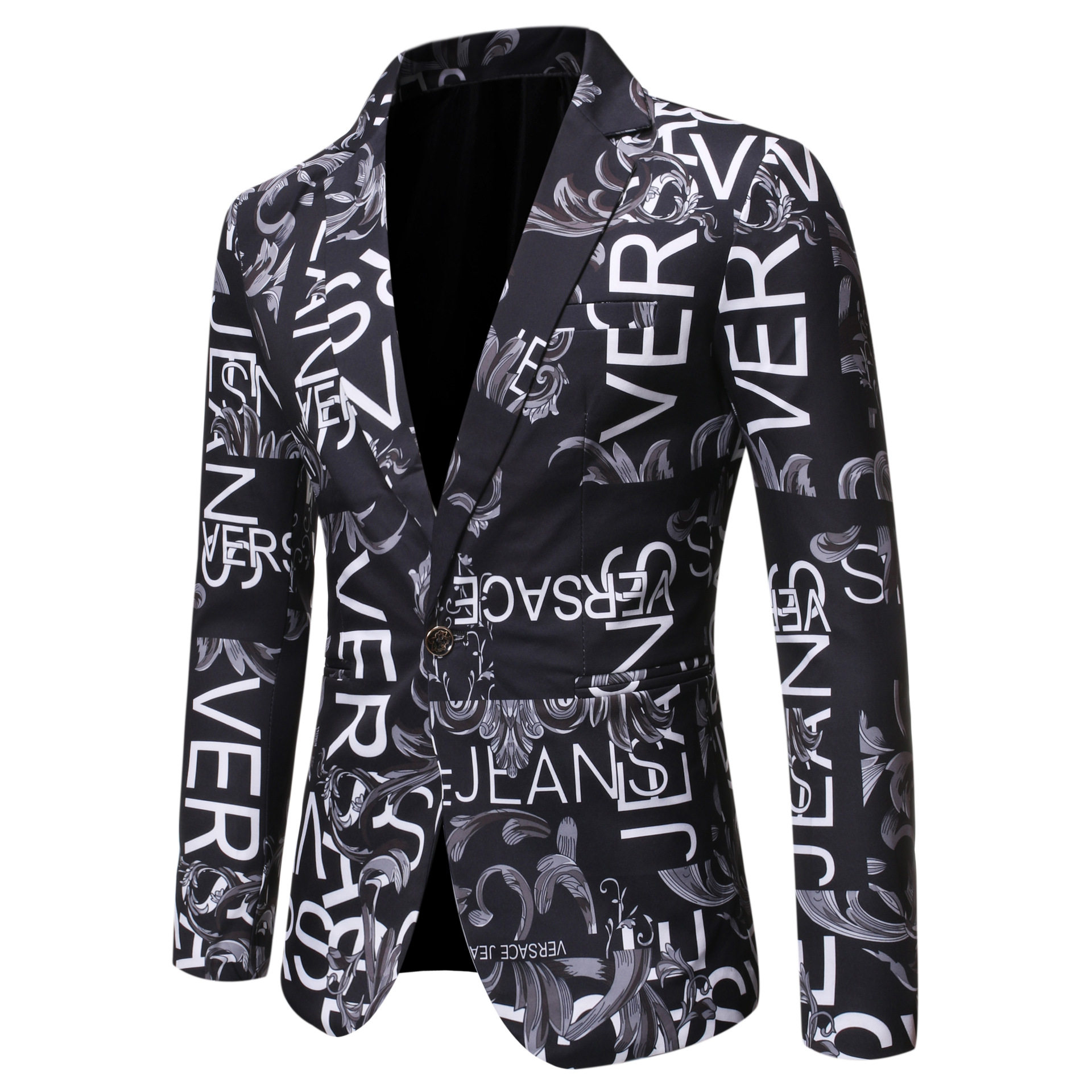 新增4XL-秋季西装欧美字母印花修身西装单西服礼服演出服X07特P75,男装西服套装,星座1217