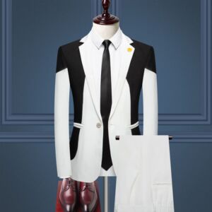 高品质男士撞色西服套装中青年英伦礼服正装修身两件套XF09-P140图片
