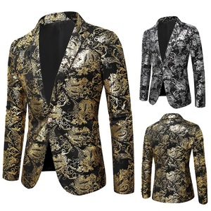 23外贸西服男 韩版修身男士烫金印花西装礼服演出服外套潮x99特75图片
