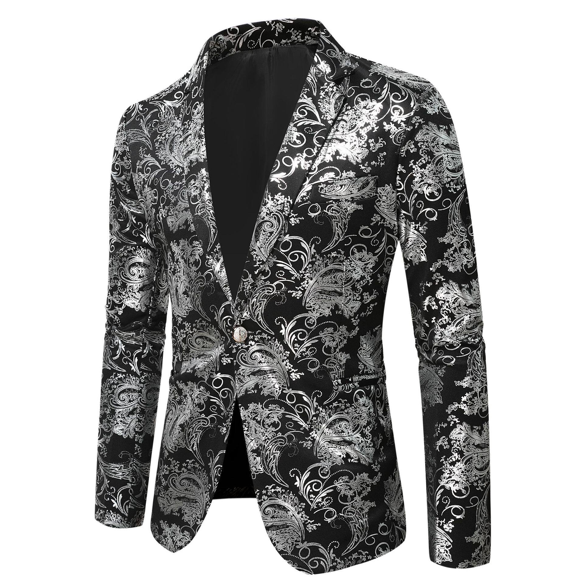 23外贸西服男韩版修身男士烫金印花西装礼服演出服外套潮x99特75,男装西服套装,星座1217