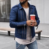 2022跨境新款冬款男士航线翻领棉服欧美拉链纯色皮衣外套py79p120，男装皮衣，星座1217