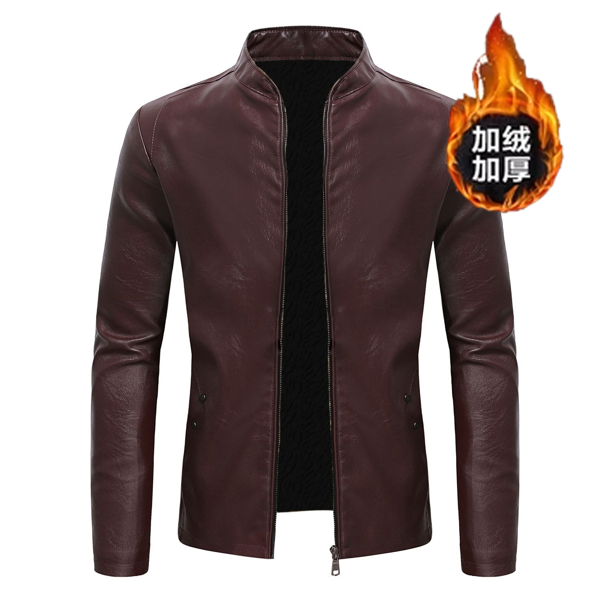 2025新款外贸机车立领加绒加厚休闲皮衣夹克外套男PY39加绒特P65，男装皮衣，星座1217