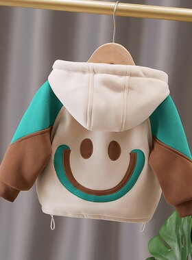 男童外套春秋款洋派秋装加绒韩系童装2025新款儿童上衣连帽运动衫