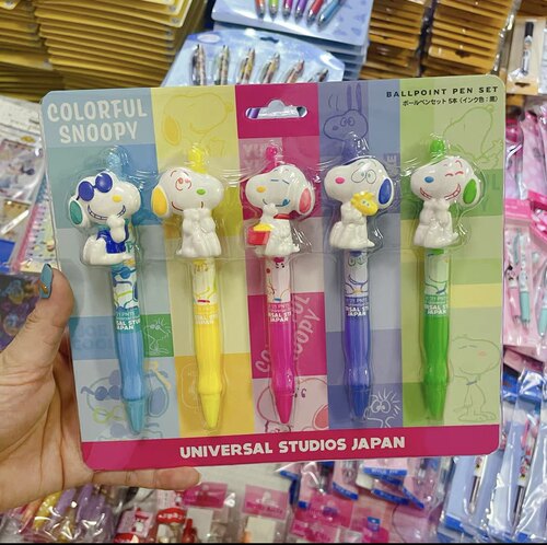 现货 日本环球影城USJ限量立体人偶史努比小黄人笔夹圆珠笔黑色芯