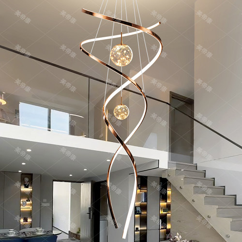 现代简约复式楼中空大吊灯