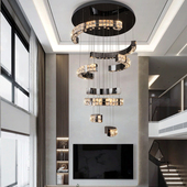 意式 轻奢别墅覆式 楼水晶大吊灯现代简约挑空跃层中空大厅客厅主灯