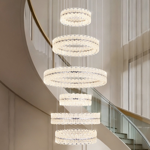 现代简约轻奢别墅挑空客厅主灯2026新款自建房复式楼中空大吊灯