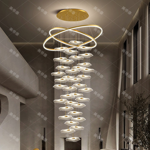 荷叶灯挑空楼中楼别墅复式楼吊灯