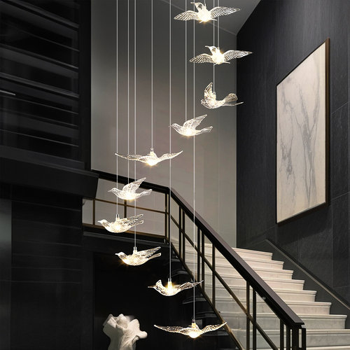 别墅酒店工程楼梯吊灯大堂定制复