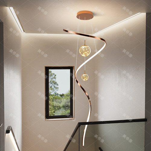 现代简约楼梯吊灯轻奢别墅复式客厅灯楼中空大吊灯复式楼楼梯灯