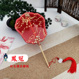 双面古风团扇儿童成人汉服拍照舞蹈扇表演走秀摄影道具凤冠古典