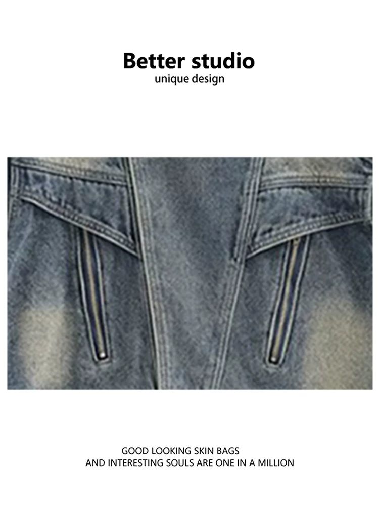 Denim spring design short jacket, American style, for teenagers, loose fit, trend of season