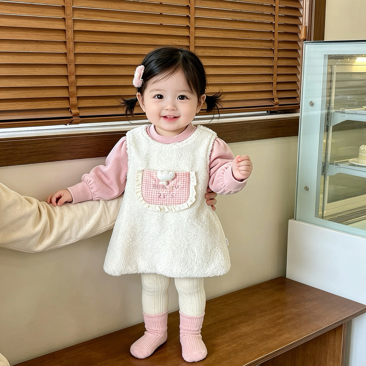 小月龄宝宝秋冬装洋气周岁公主婴儿加绒裙子百天打底衫背心裙冬季
