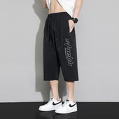 居家中裤 休闲短裤 宽松过膝冰丝七分裤 外穿薄款 潮跑步沙滩衩 男夏季