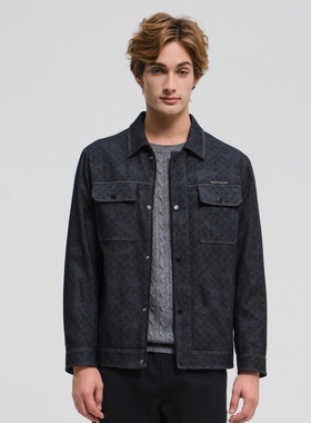 Polovillae/保罗威特2025秋冬新款休闲牛仔工装服翻领夹克外套男