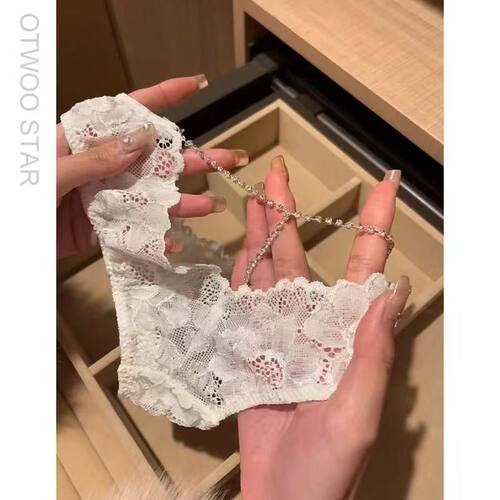 钻石lady后臀低腰蕾丝镂空花边内裤T型钻饰性感内裤