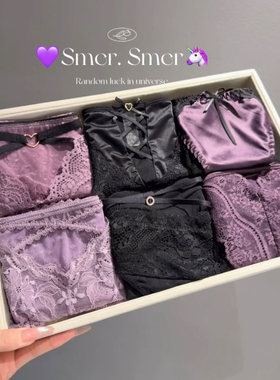 【紫气东来】蕾丝网纱钻扣绑带女士内裤