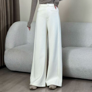 女加厚百搭拖地裤 设计感高腰直筒垂感阔腿裤 8815 理想裤