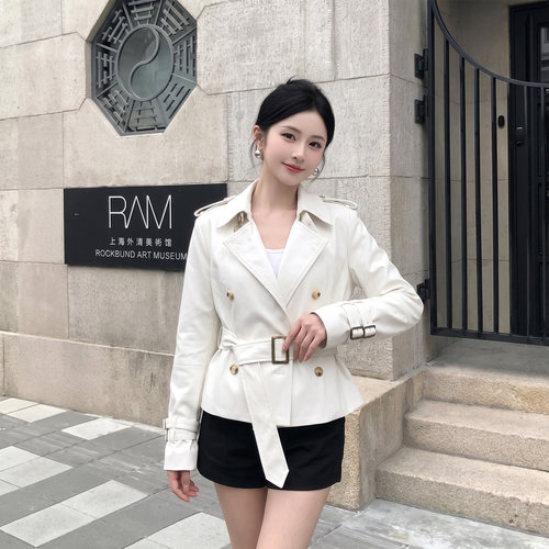 短款风衣外套女小个子白色秋季新款收腰防风外搭时尚气质款F603