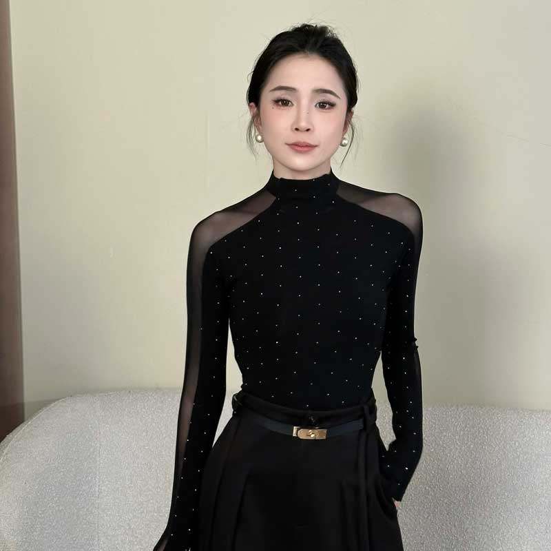 【朱朱家高定】设计感网纱拼接长袖T恤女加绒加厚打底衫上衣8926,女装/女士精品,T恤,淘宝优惠券,粉丝福利购,淘宝优惠卷