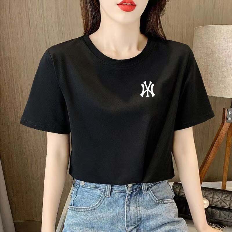 品牌纯棉正肩短袖t恤女2025新款夏季半袖宽松纯色半截袖夏天上衣