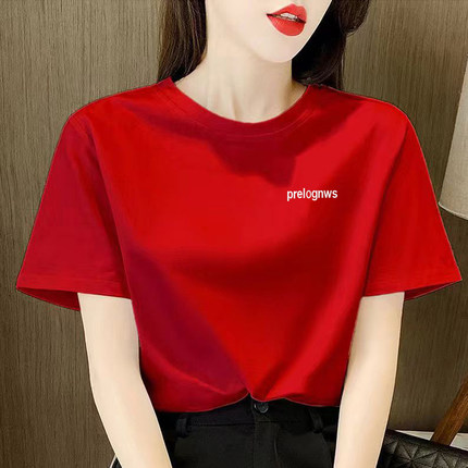 品牌纯棉短袖t恤女2026年新款圆领宽松百搭半袖夏季上衣打底衫