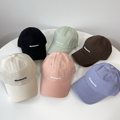 韩国东大门春秋新款显脸小棒球帽女memorie刺绣字母遮阳鸭舌帽子