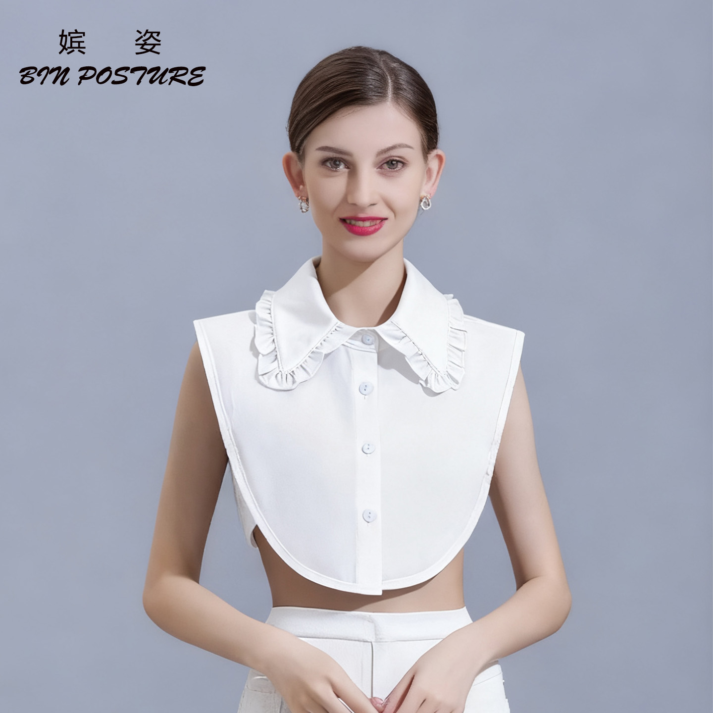 雪纺假领子女秋冬百搭荷叶边