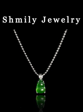 镀k金 绿色葫芦盘珠项链-1021