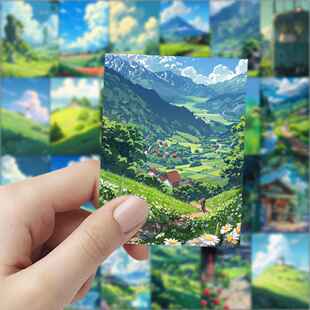 126张宫崎骏 饰手机手账防水贴画 夏天贴纸ins治愈头像清新风景装