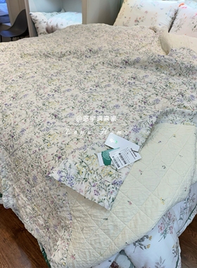 韩国专柜高端床品代购 Stich浪漫紫色碎花莫代尔棉菱格床盖