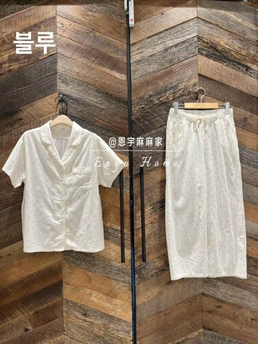 koznok家居服两件套 韩国品牌正品 夏季女士短袖长裤睡衣套装