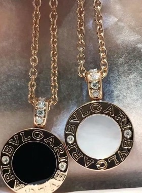 AB面玫瑰金镶钻圆饼项链