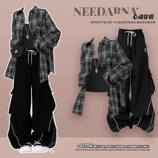 2026超火穿搭一整套韩系衬衫巨好看的套装女早春季辣妹炸街三件套