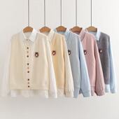 彩扣布偶兔翻领衬衫 新款 马甲两件套女学院风针织背心套装 2025秋季